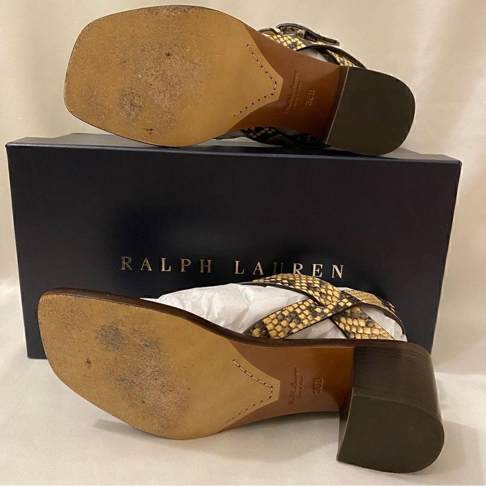 Ralph Lauren Pre Fall ‘21 Wellington Collection Julie Tan Snakeskin Thong Sandal - Picture 17 of 17
